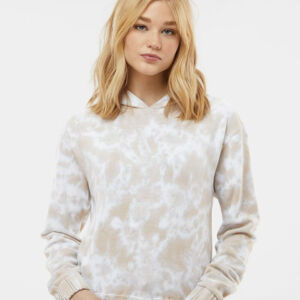 Women's Sueded Fleece Tie-Dyed Crop Hooded Sweatshirt Thumbnail